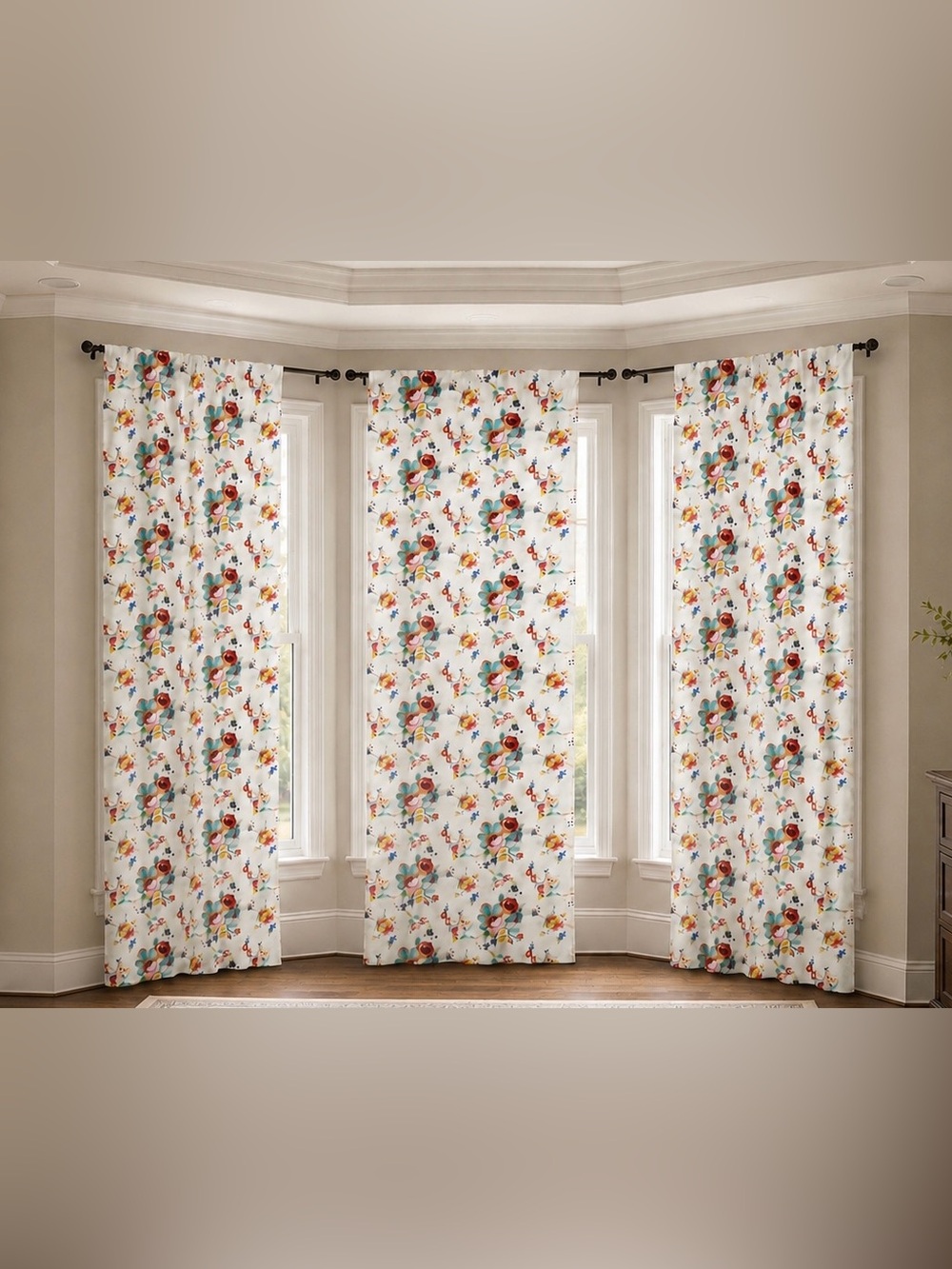Three Ralph Lauren Elsa Cream Pink Blue Green Lined Floral Drapes &Pillow Shams